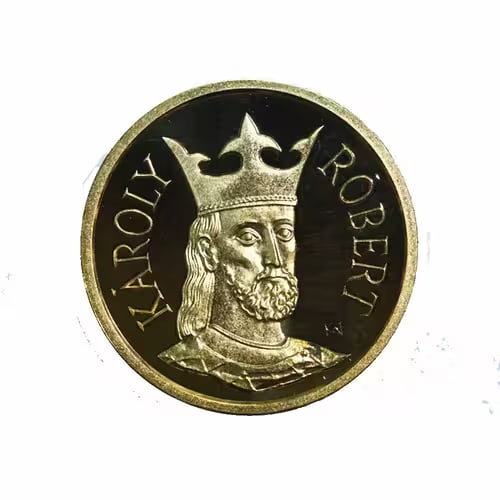 Hungary 1000 Forint Gold PF 1992 King Charles Robert: The Hungary 1,000 Forint Gold PF 1992 King Charles Robert commemorates Charles I of Hungary, a significant medieval ruler. Struck in gold with a proof finish, the coin showcases historical portraiture