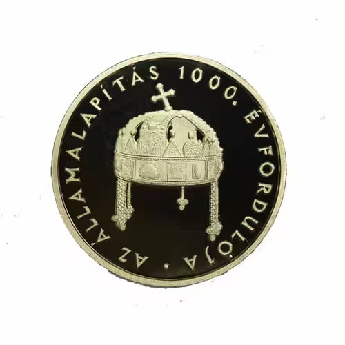 Hungary 20000 Forint Gold PF 1999 Hungarian State Millenium: The Hungary 20,000 Forint Gold PF 1999 Hungarian State Millennium is a proof gold coin issued to celebrate 1,000 years of the Hungarian state. Struck with exceptional detail and finish, it reflects Hu