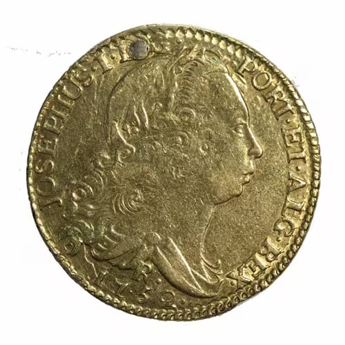 Brazil 1600 Reis Gold 1752R VF plug: The Brazil 1600 Reis Gold 1752R VF (Plugged) is a historic colonial-era gold coin struck in the mid-18th century under Portuguese rule in Brazil. Graded Very Fine (VF) with a noted plug repair, this c