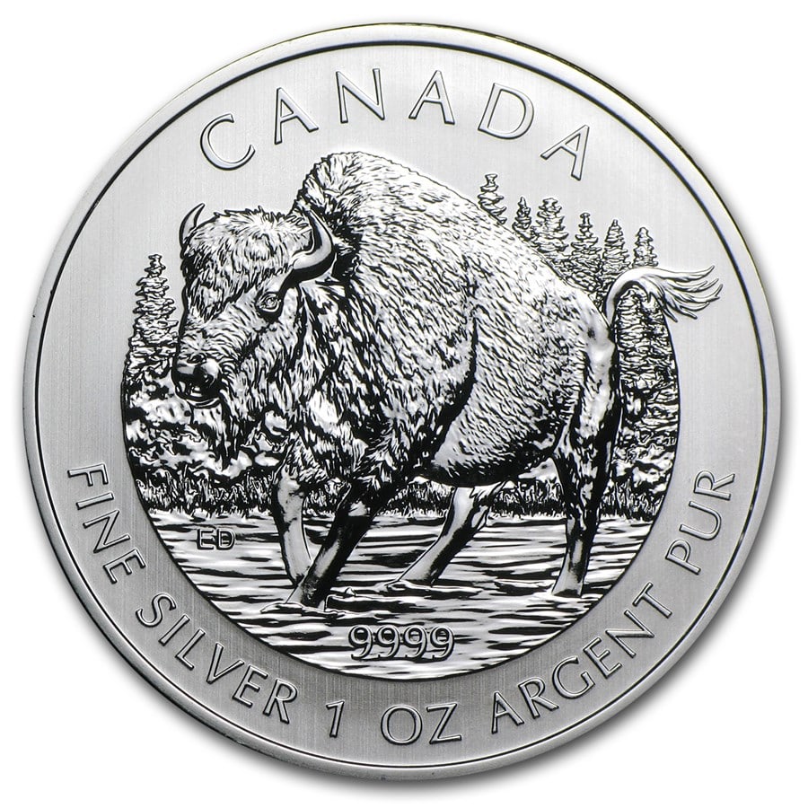 2013 Canada 1 oz Silver Wildlife Series Wood Bison (1 of 2)