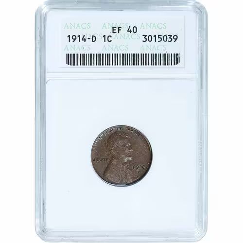 Certified Lincoln Cent 1914-D EF40 ANACS (1 of 2)