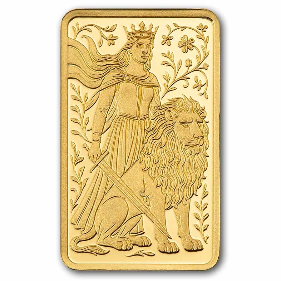 1 gram Gold Bar - PAMP Suisse (Una & The Lion): 1 gram PAMP Suisse .9999 Gold Una & The Lion Bar ultra-limited worldwide mintage of 3,000, individually serialized and secured in CertiPAMP assay packaging with matching certificate.
