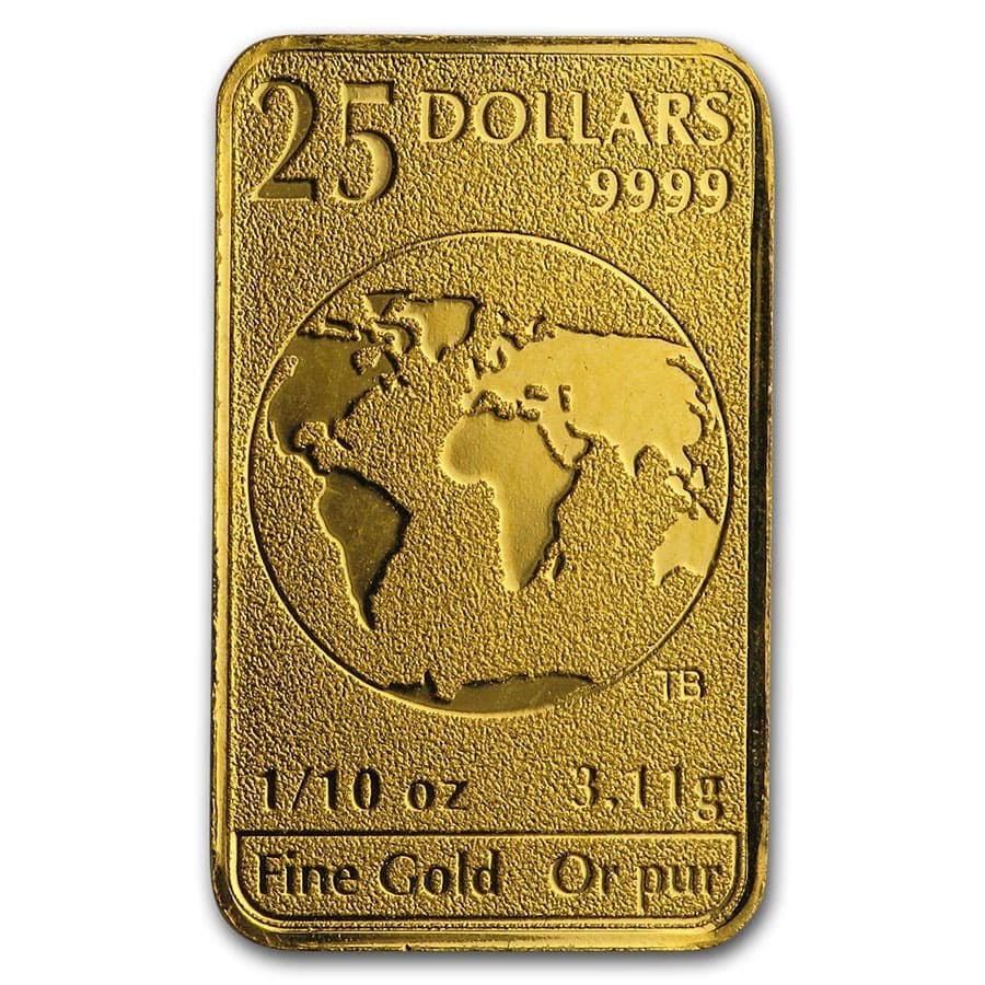 Canada 1/10 oz Gold $25 Bar BU Random Year (1 of 2)