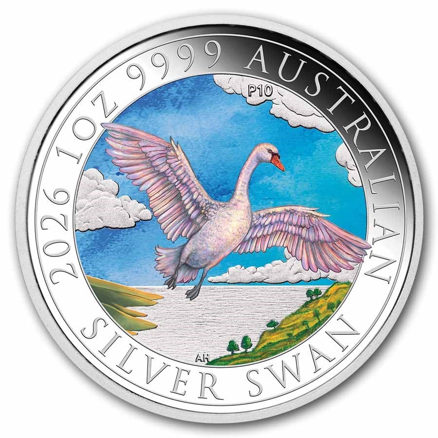 2026 AUS 1 oz Silver Swan Colorized MS-70 PCGS FDI Ann Swan Label (1 of 2)