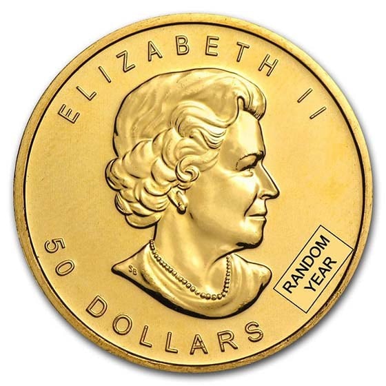 Canada 1 oz Gold Maple Leaf .9999 Fine BU (Random Year (1 of 2)
