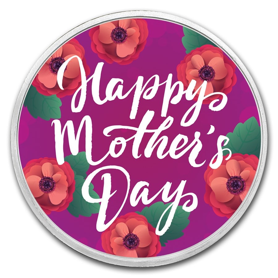 1 oz Ag Colorized Round - (Happy Mother's Day, Primrose) (1 of 2)