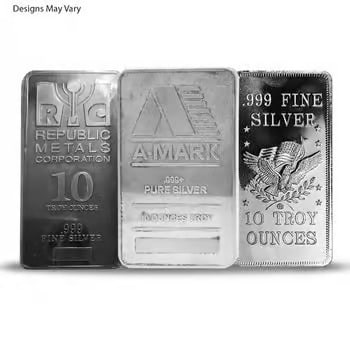 10 oz Generic Silver Bar .999 Fine: This 10 oz generic silver bar contains .999 fine silver and offers excellent value. Designs may vary depending on the mint. A versatile size, ideal for both beginners and seasoned investors. Perfect f