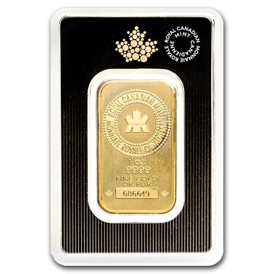 1 oz Gold Bar - Royal Canadian Mint New Design (In Assay) (1 of 2)