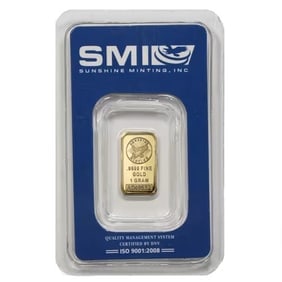 1 Gram Sunshine Gold Bar (New w/ Assay, MintMark SI) (1 of 2)