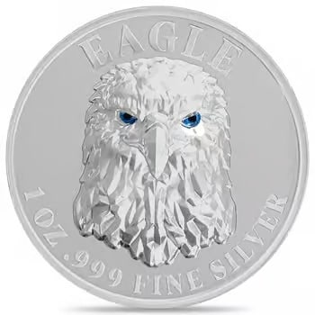 2024 Chad 1 oz Silver Multifaceted American Eagle Ultra High Relief: This 2024 Chad 1 oz Silver American Eagle Coin features a striking multifaceted design with ultra high relief. Minted in .999 fine silver, it reimagines the iconic eagle with a modern geometric style.