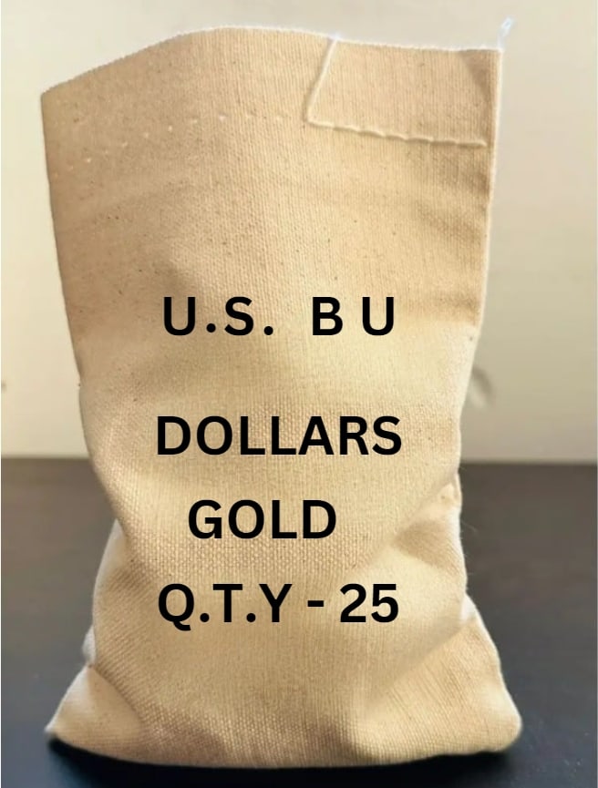 QTY 25 $2.5 Liberty Head Gold Sealed Bag BU: This sealed bag contains 25 $2.5 Liberty Head Gold Coins in Brilliant Uncirculated (BU) condition displaying strong mint luster and sharp details. Each coin features the classic Liberty Head portrait 