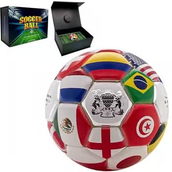 2022 Chad 30 Gram Silver Country Flags Soccer Ball Spherical Coin .999 Fine (1 of 2)