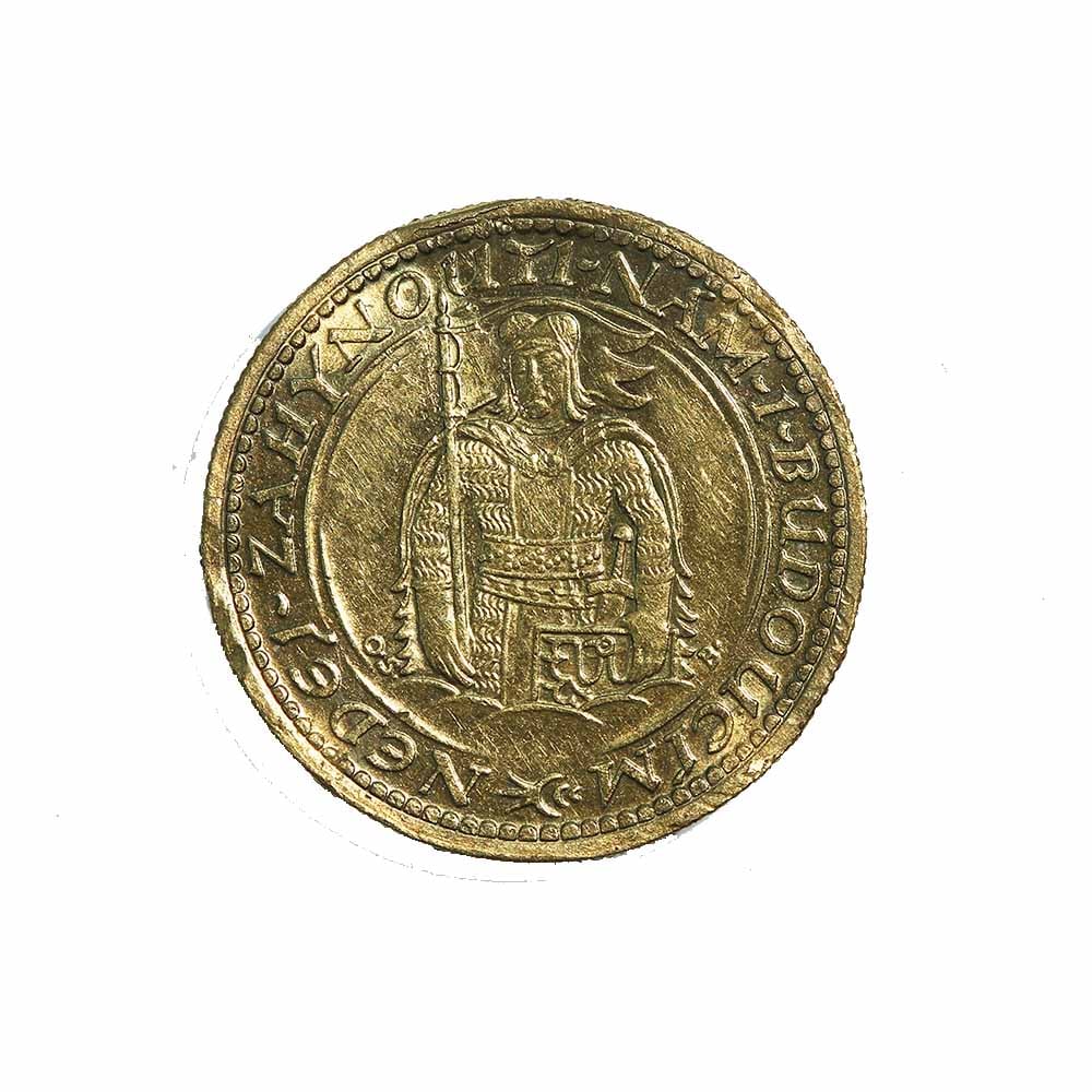 Czechoslovakia 1 Dukat Gold 1932 Ex-Jewelry: The Czechoslovakia 1 Ducat Gold 1932 (Ex-Jewelry) is a historic European gold coin struck in fine gold, originally intended as a trade coin. This example shows signs of prior jewelry use, adding chara