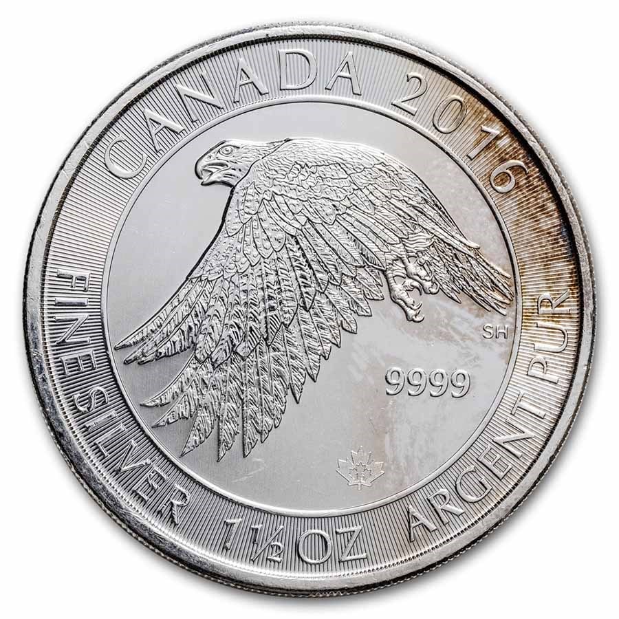2016 Canada 1.5 oz Silver $8 White Falcon (Abrasions) (1 of 2)