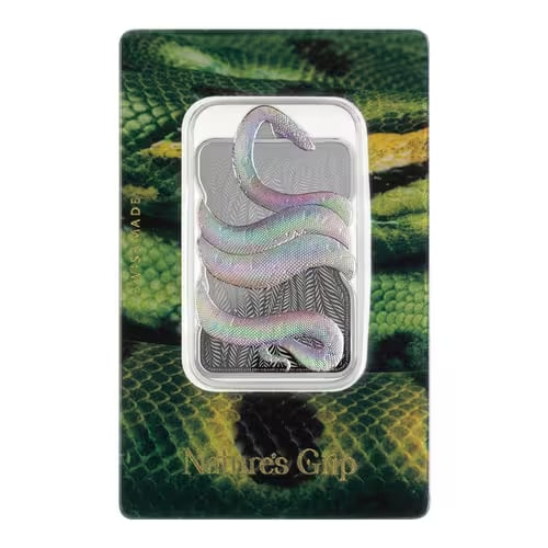Pamp Suisse 1oz Silver Bar Nature's Grip - Green Anaconda $2 Nuie (1 of 2)