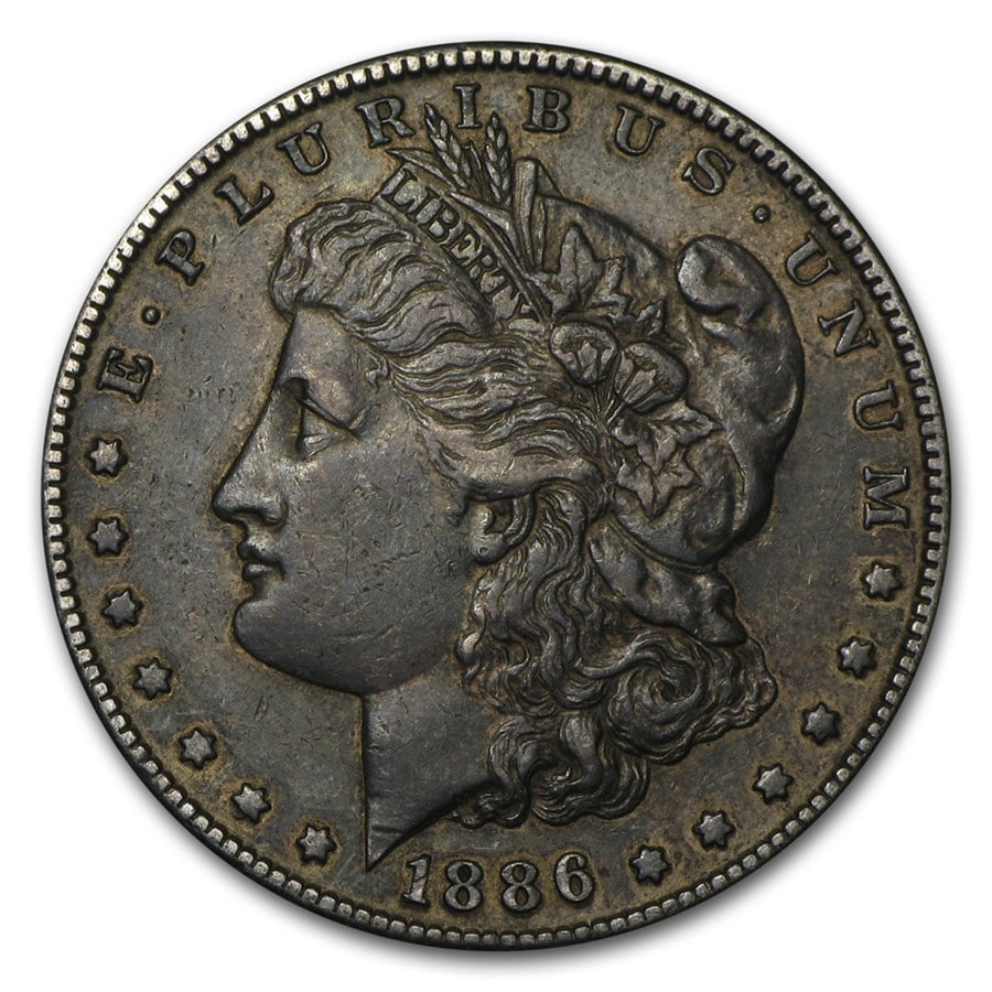 1886-S Morgan Dollar: The 1886-S Morgan Dollar from the San Francisco Mint presents desirable strike quality and collector appeal. Struck in 90% silver, this West Coast issue carries solid numismatic significance and lasti