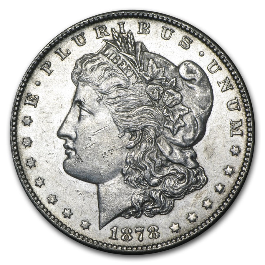 1878-S MS-62+ Morgan Dollar-Non Graded: 1878-S Morgan Silver Dollar San Francisco Mint issue with classic Liberty portrait and eagle reverse, containing .7734 oz of .900 fine silver.