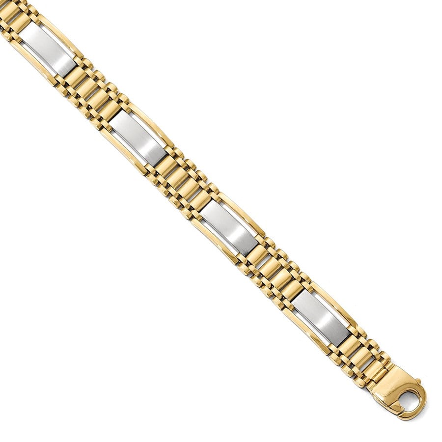 Men's 14k Two-tone 12.5 mm Satin Watch Chain Bracelet - 8.5 in. (1 of 2)