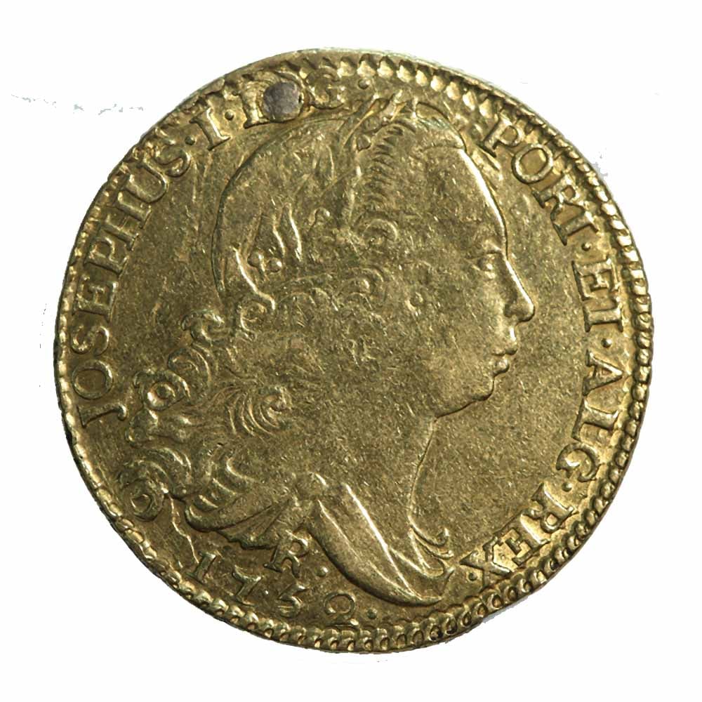 Brazil 1600 Reis Gold 1752R VF plug: The Brazil 1600 Reis Gold 1752R VF (Plugged) is a historic colonial-era gold coin struck in the mid-18th century under Portuguese rule in Brazil. Graded Very Fine (VF) with a noted plug repair, this c
