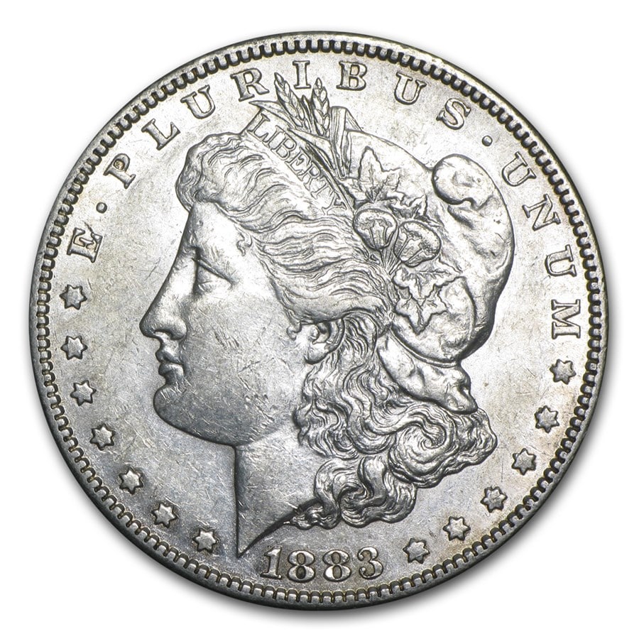 1883-S Morgan Dollar: The 1883-S Morgan Dollar from the San Francisco Mint displays sharp strike characteristics and desirable West Coast mint quality. A 90% silver classic with solid numismatic appeal.
