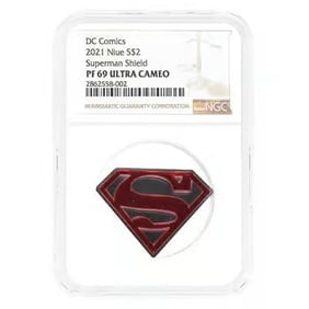 2021 Niue 1 oz DC Comics Superman Shield Proof Silver Coin NGC PF 69 (1 of 2)