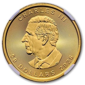 2026 Canada 1 oz Gold Maple Leaf Gem BU NGC First Day Issue: The 2026 Canada 1 oz Gold Maple Leaf Gem BU NGC First Day Issue is a top-tier bullion coin struck by the Royal Canadian Mint in .9999 fine gold, containing 1 troy ounce of pure gold. Certified by Numi