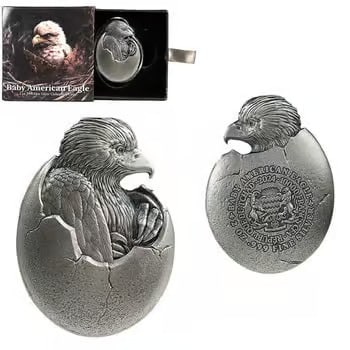 2024 Chad 2 oz Silver Baby American Eagle High Relief Coin .999 Fine: This adorable yet highly detailed 2 oz .999 fine silver coin features a Baby American Eagle design in stunning high relief. Fine textures and lifelike artistry showcase the beauty of this patriotic sy