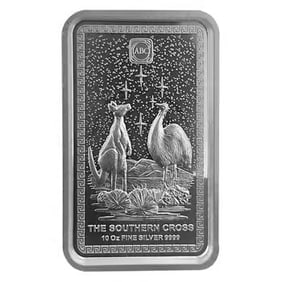 Box of 30 - 10 oz ABC Refinery The Southern Cross Silver Bar High Relief .9999 Fine (1 of 2)