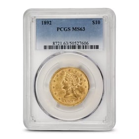1892 Pre-33 $10 Liberty Gold Eagle Coin PCGS MS63 (1 of 2)