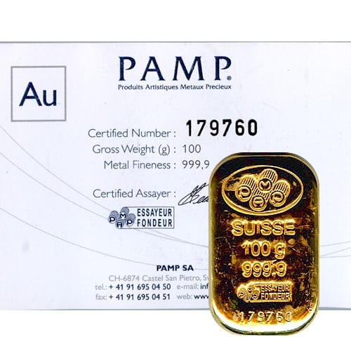 PAMP Suisse 100 Gram Gold Bar - Poured Design (1 of 1)