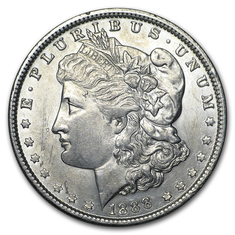 1888- Morgan Dollar Cracked From Roll: The 1888 Morgan Silver Dollar (Cracked From Roll) presents clean, original surfaces and vibrant brilliance. A timeless 90% silver classic valued by collectors and investors alike.