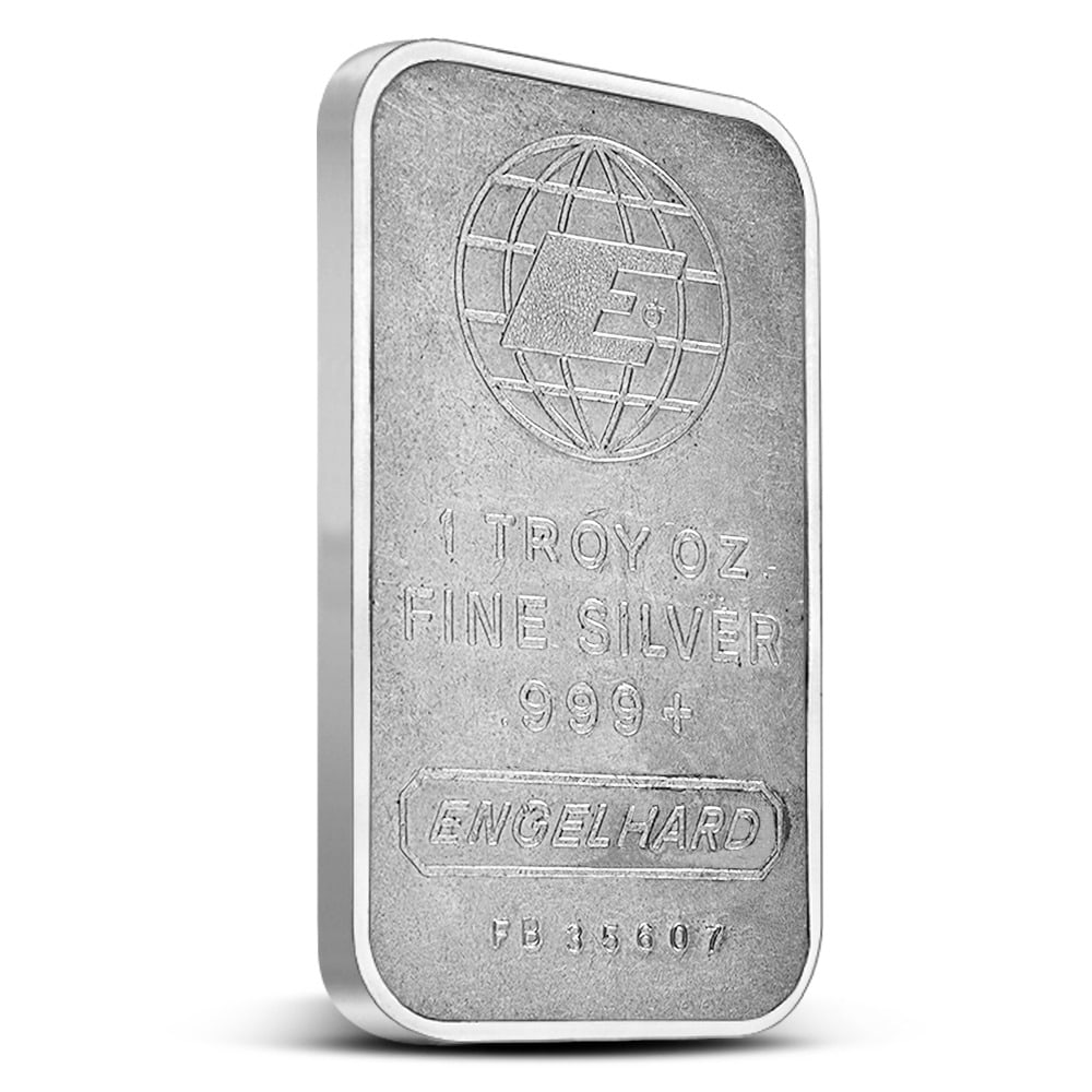 1 oz Engelhard Silver Bar (Secondary Market): Produced by the legendary Engelhard Corporation, this 1 oz silver bar contains fine silver and carries strong collector demand. Known for quality and historical significance, Engelhard bars remain amo