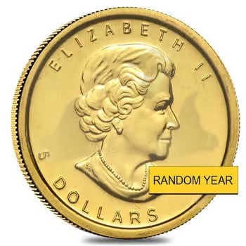 1/10 oz Canadian Gold Maple Leaf Coin (Abrasions,Random Year) (1 of 2)