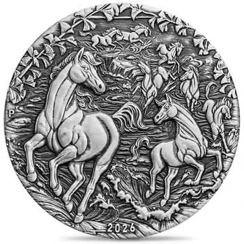 2026 2 oz Antiqued Silver Lunar Horse Coin Australian Perth Mint