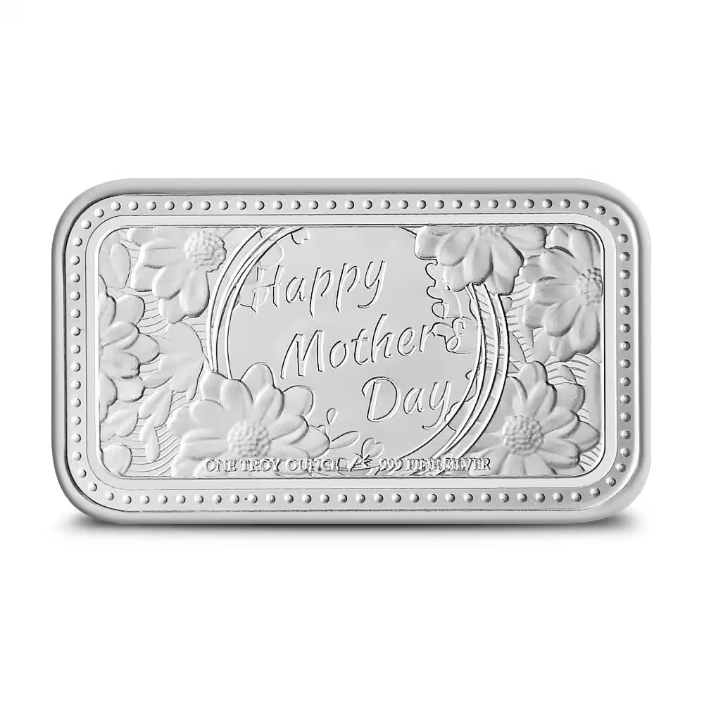 1 oz Silver Engravable Mothers Day Bar (New w/Gift Box)