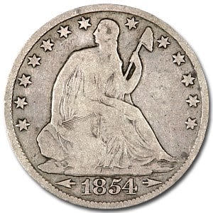 Seated Liberty Half Dollar Good 1854-O