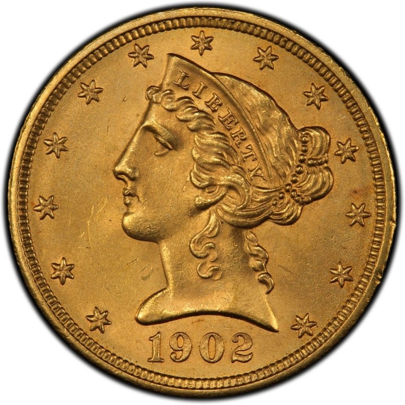 $5 Gold Liberty 1902 XF (1 of 2)