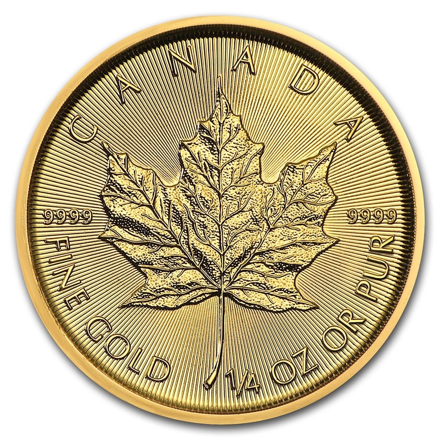 2021 Canada 1/4 oz Gold Maple Leaf BU: 2021 Canada 1/4 oz Gold Maple Leaf BU, struck in 1/4 troy ounce of .9999 fine gold, features the iconic Twin Maples design with world-renowned Canadian craftsmanship. Multiples of 20 are shipped in se