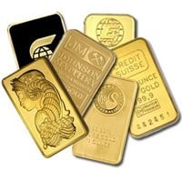 One Ounce Gold Bar - Random Manufacturer: 1 oz Gold Bar Random Manufacturer .9999 pure minted ingot offering precision, smooth surfaces, and well-defined edges. Cost-effective gold investment with guaranteed purity, ideal for stacking or port