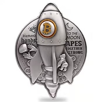 2022 Chad 1 oz Silver Bitcoin Rocket Shaped Antiqued High Relief Coin .999 Fine (w/Box) (1 of 2)