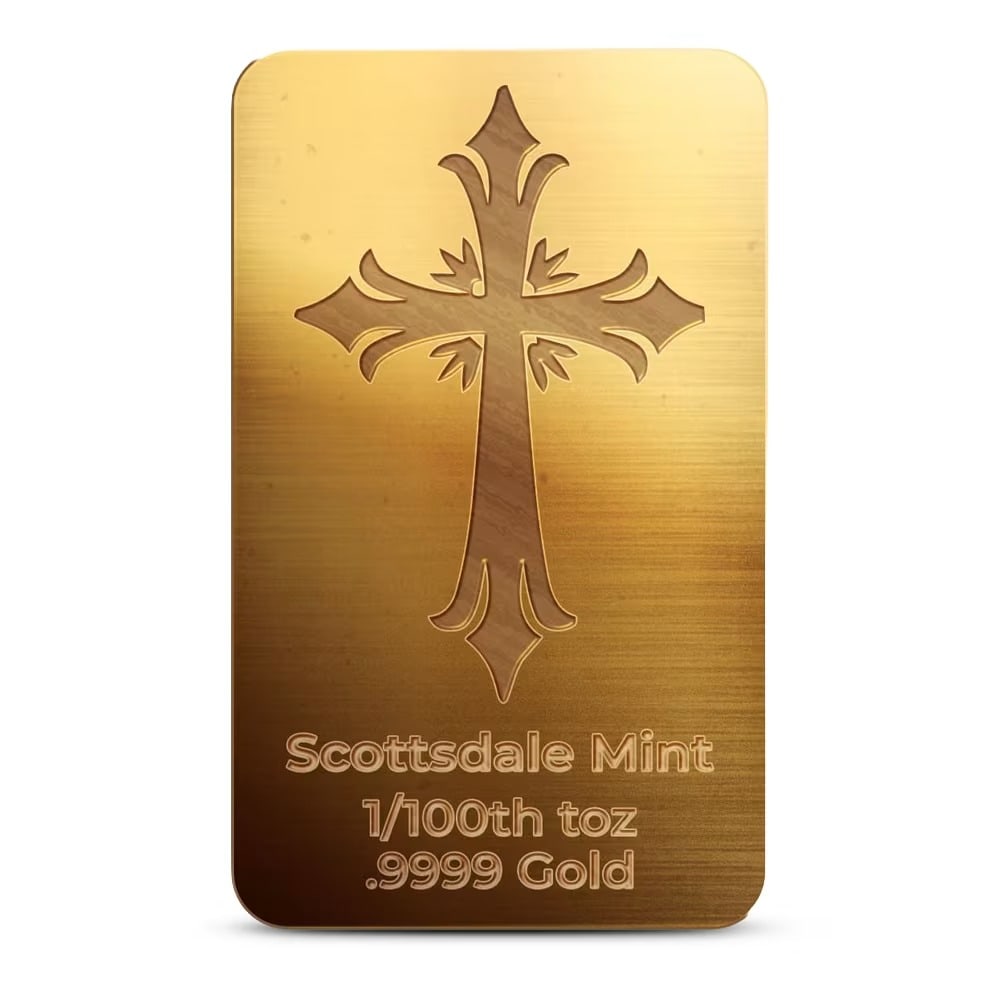 1/100 oz Scottsdale Mint Cross Gold Bar (New) (1 of 2)