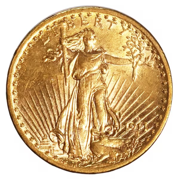 $20 Gold Saint Gaudens 1911-D AU: The 1911-D $20 Gold Saint-Gaudens in Almost Uncirculated condition is a celebrated piece of American numismatic history, renowned for its stunning design and historical significance. Created by famed 