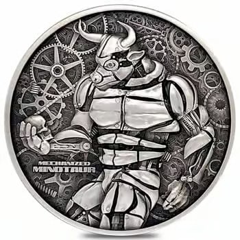 2022 Chad 2 oz Silver Mechanized Minotaur Antiqued High Relief Coin .999 Fine (w/Box) (1 of 2)