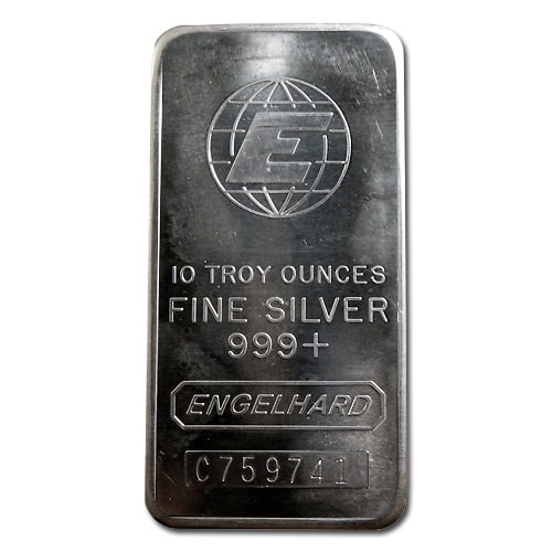 Engelhard Silver Bar 10 oz Bar - Tall E Globe (1 of 2)