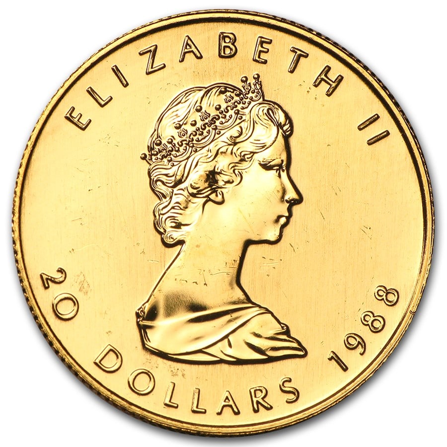 1988 Canada 1/2 oz Gold Maple Leaf BU
