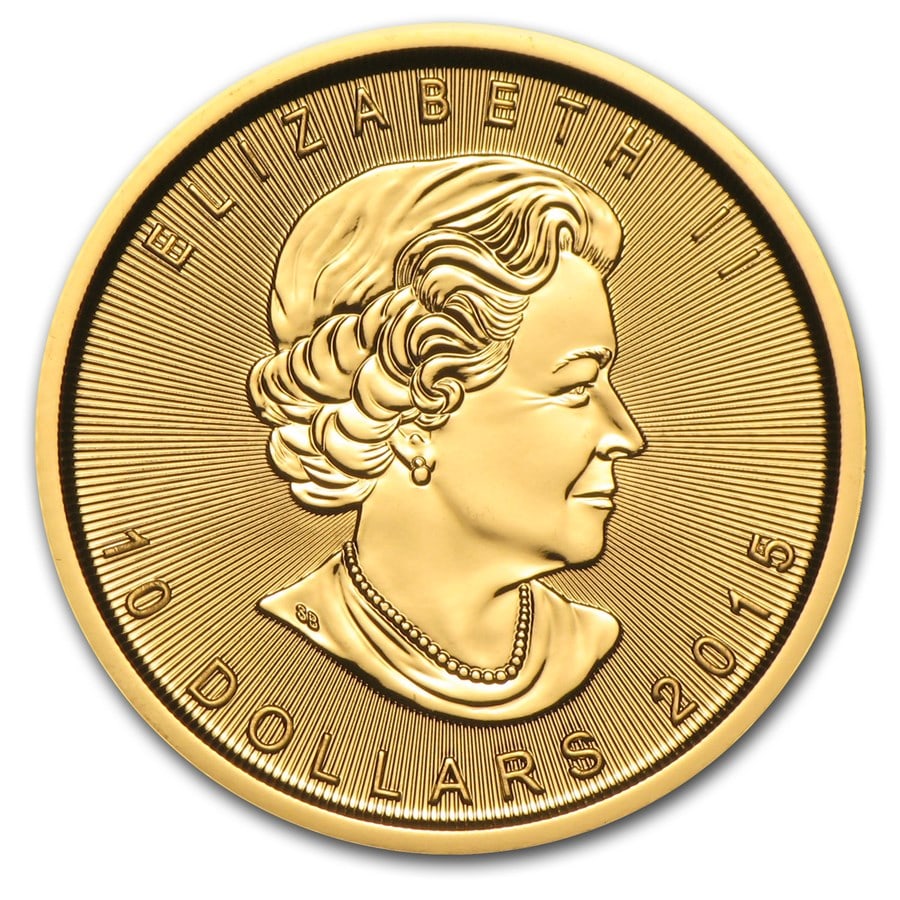2015 Canada 1/4 oz Gold Maple Leaf BU: 2015 Canada 1/4 oz Gold Maple Leaf BU, struck in 1/4 troy ounce of .9999 fine gold, offers the iconic Canadian Maple Leaf design with world-class purity. Multiples of 20 are shipped in sealed RCM plas