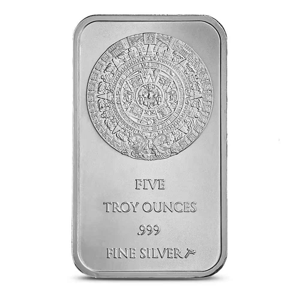 5 oz SilverTowne Aztec Calendar Silver Bar (New) (1 of 2)