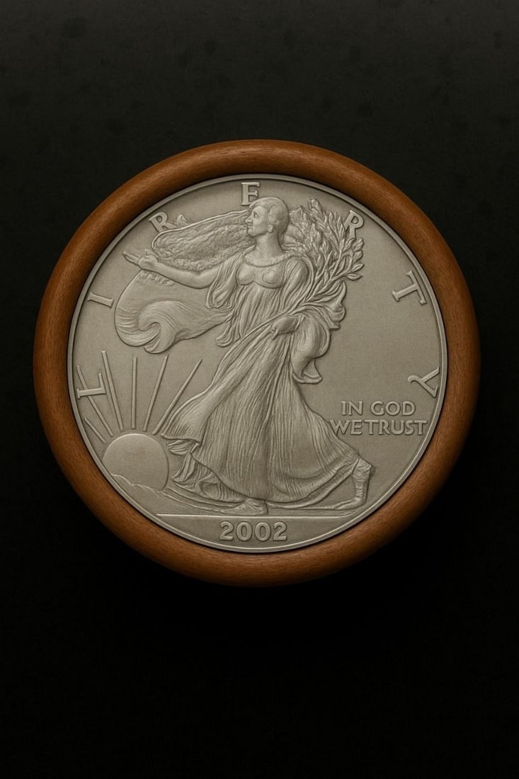 BU $20 2002 & 2002 1 oz Silver American Eagle $1 Coin Roll: This original Brilliant Uncirculated (BU) sealed roll contains 20 American Silver Eagle coins, each struck in 1 troy ounce of .999 fine silver. The roll features a 2002 coin on one end and a 2002 coin