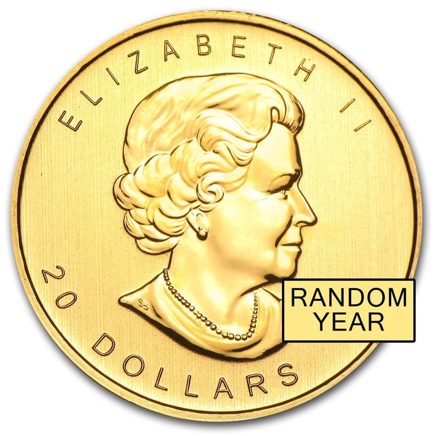 Canada 1/2 oz Gold Maple Leaf (Random Year): Canada 1/2 oz Gold Maple Leaf (Random Year), struck in 1/2 troy ounce of .9999 fine gold, offers the same world-renowned purity and craftsmanship as the full-ounce issue in a more accessible size. Eac
