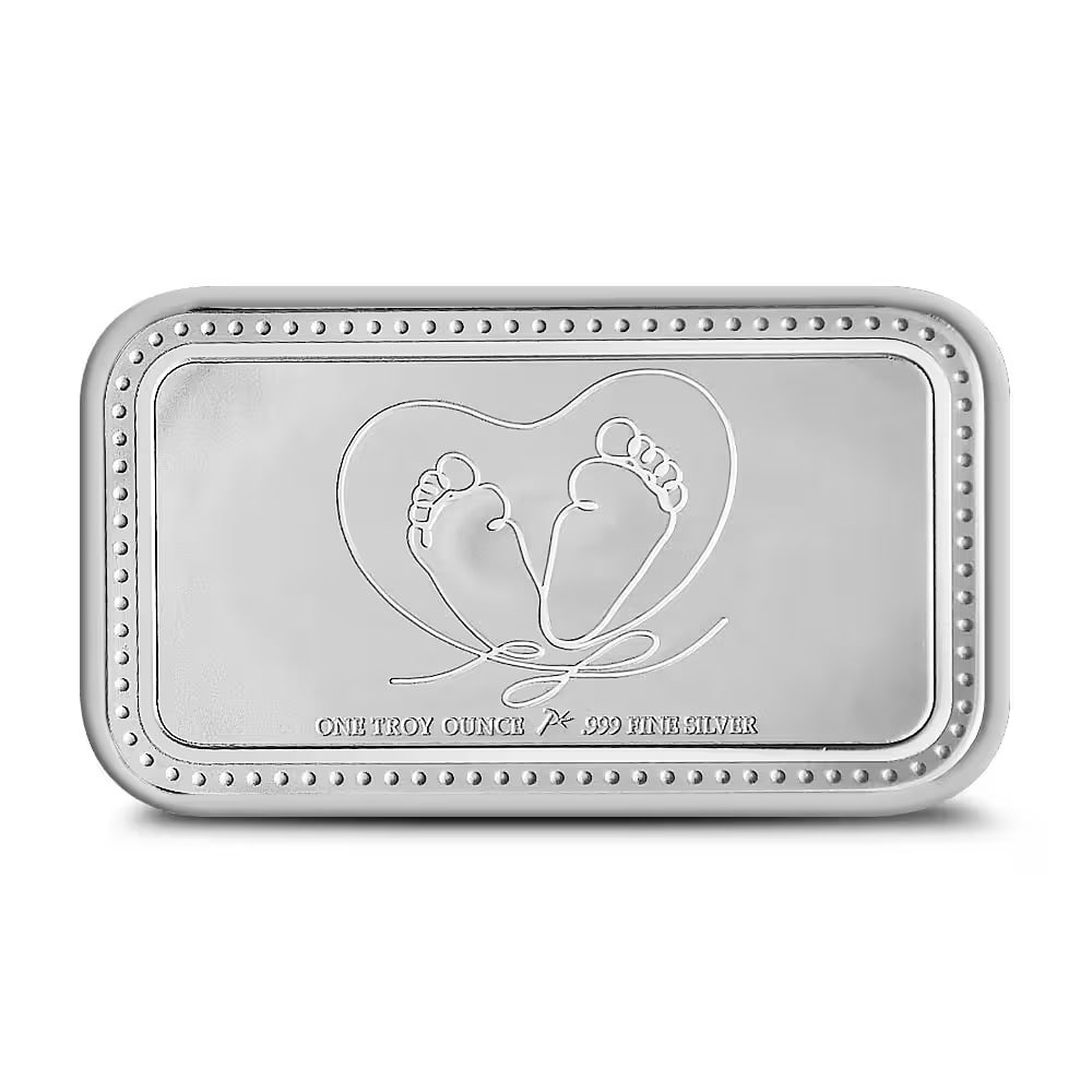 1 oz Silver Engravable Baby Bar (New w/Gift Box)